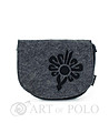 Сива дамска чанта от филц с черна декорация-0 снимка