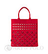 Червена дамска чанта с перфорации-0 снимка