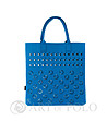 Синя дамска чанта с перфорации-0 снимка