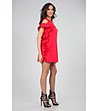 Червена памучна рокля с къдрички-3 снимка