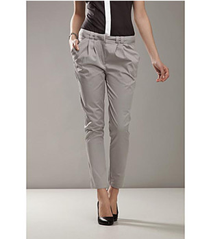 Дамски панталон в сиво с памук Julie снимка