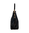 Черна кожена дамска чанта с пискюл Rebecca-2 снимка