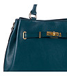 Дамска кожена чанта в цвят петрол-3 снимка