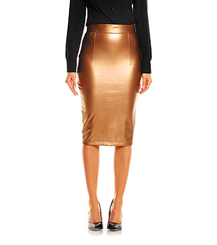 Златиста пола с имитация на кожа снимка