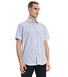 Памучна мъжка риза в бяло и синьо Barret-0 снимка