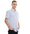 Памучна мъжка риза в бяло и синьо Barret-2 снимка