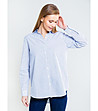 Бяла дамска памучна риза на синьо райе Scarlet-0 снимка