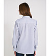 Бяла дамска памучна риза на синьо райе Kalien-1 снимка