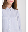 Бяла дамска памучна риза на синьо райе Kalien-3 снимка