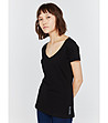 Черна памучна дамска тениска Emma-2 снимка