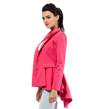 Дамско розово сако с къс шлейф снимка
