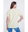 Светложълта дамска памучна тениска на бяло райе Ponika-1 снимка