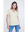 Светложълта дамска памучна тениска на бяло райе Ponika-2 снимка