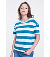 Памучна дамска тениска в бяло и синьо Ina-0 снимка