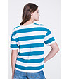 Памучна дамска тениска в бяло и синьо Ina-1 снимка