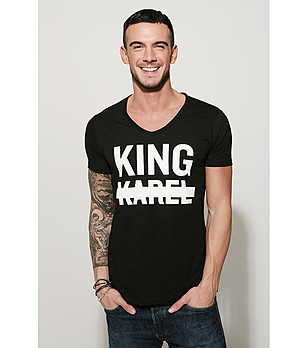 Черна мъжка тениска King Karel снимка
