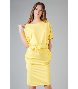 Жълта рокля с джобове Aleksandra снимка