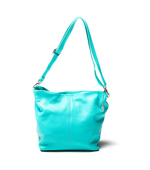 Дамска кожена чанта в синьо-зелен нюанс Nina снимка