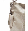 Светлобежова кожена дамска чанта с релеф Augusta-3 снимка