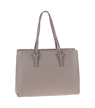 Чанта от естествена кожа в сив нюанс Nely снимка