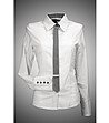 Бяла памучна риза с дълги ръкави-0 снимка