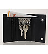 Черен кожен портфейл с халки за ключове-1 снимка