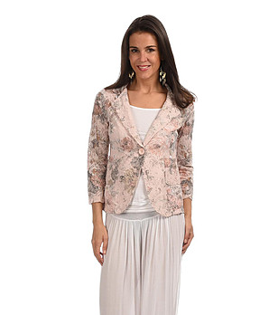 Дамско дантелено светлорозово сако Fleur снимка