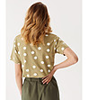 Памучна дамска тениска в цвят маслина на бели точки Pabla-1 снимка