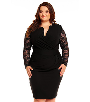Черна рокля в макси размер Donna снимка