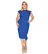 Синя рокля в макси размер с къдрички Elisa-0 снимка