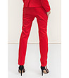 Червен дамски панталон с памук-1 снимка