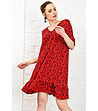 Червена рокля с принт Anatola-0 снимка
