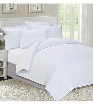 Единичен спален комплект в бяло от памук ранфорс снимка