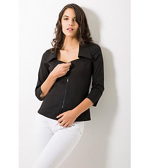 Дамска черна риза с памук Palma снимка