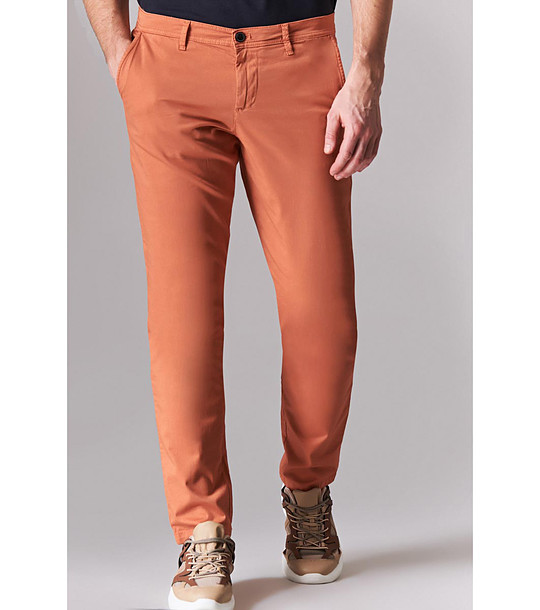 Оранжев памучен мъжки панталон Carl снимка