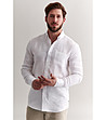 Бяла мъжка ленена риза Edvin-0 снимка