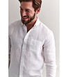 Бяла мъжка ленена риза Edvin-2 снимка