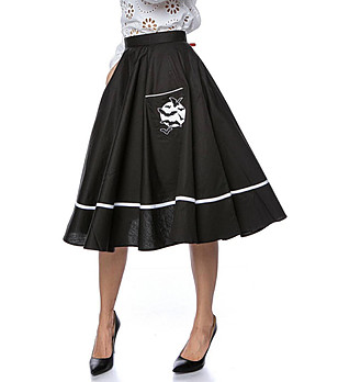 Черна памучна пола с бял кант Elisia снимка