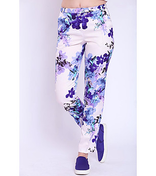 Дамски панталон със син флорален принт снимка