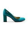 Дамски кожени лачени обувки в цвят тюркоаз Olivia-2 снимка