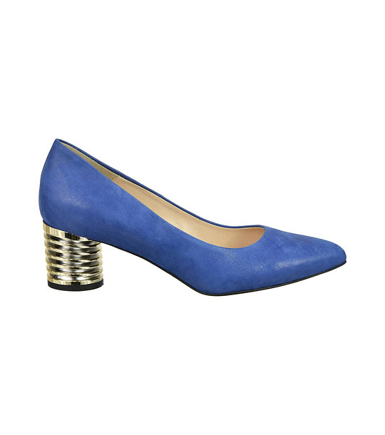 Сини обувки от естествена кожа със златист ток Francie снимка