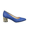 Сини обувки от естествена кожа със златист ток Francie-0 снимка
