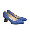 Сини обувки от естествена кожа със златист ток Francie-1 снимка