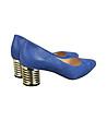 Сини обувки от естествена кожа със златист ток Francie-2 снимка