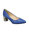 Сини обувки от естествена кожа със златист ток Francie-4 снимка