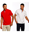Комплект от две мъжки памучни Polo блузи в бяло и червено-0 снимка