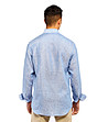 Мъжка риза на райе в синьо и бяло от лен и памук Inei-1 снимка