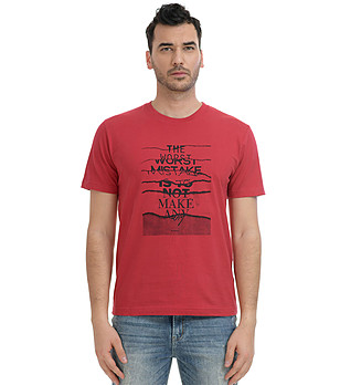 Червена памучна мъжка тениска Sylas снимка