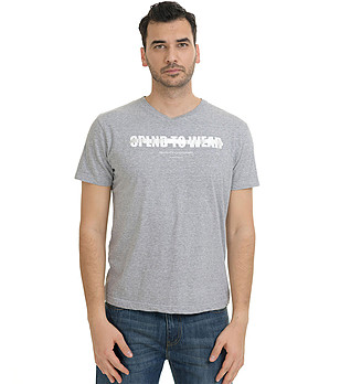Памучна мъжка тениска в сиво Yegor снимка