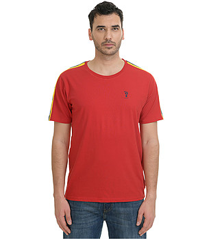 Червена памучна мъжка тениска с контрастни кантове Lark снимка